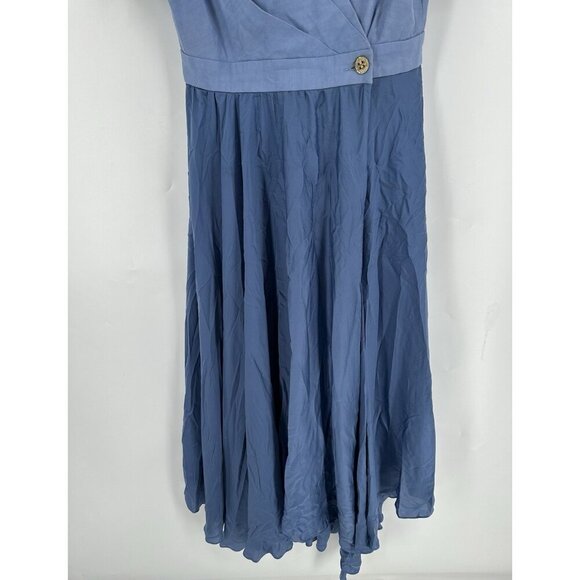 SANDRO Paty Wrap Effect Shantung Satin Midi Dress Women’s 6 Read - Picture 5 of 13